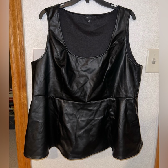 Torrid Faux Leather Peplum Top - Picture 2 of 4